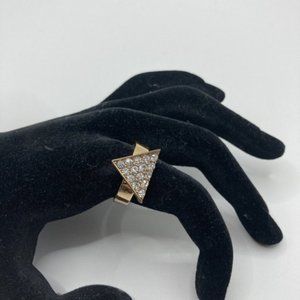 J.Crew Crystals Triangle Ring Size 7 Gold Tone